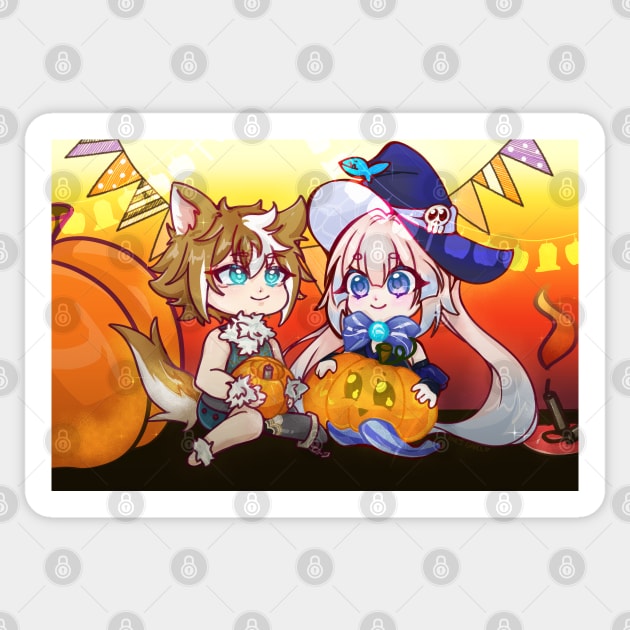 Genshin Impact - Kokomi / Gorou [Halloween] Sticker by Anet Garol